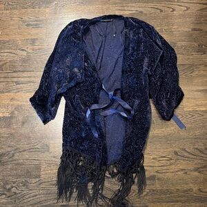 Elegant Navy Velvet Women's Jacket